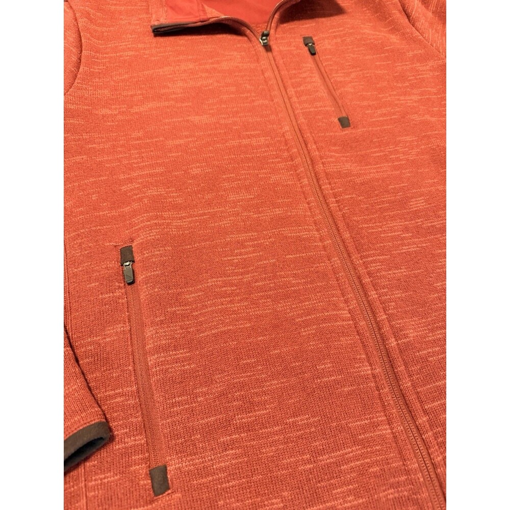 UNTUCKit Kezoh Fleece Jacket Mens Large Heathered Red Full Zip Mock Neck - Picture 4 of 10